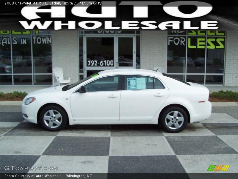 White / Titanium Gray 2008 Chevrolet Malibu LS Sedan