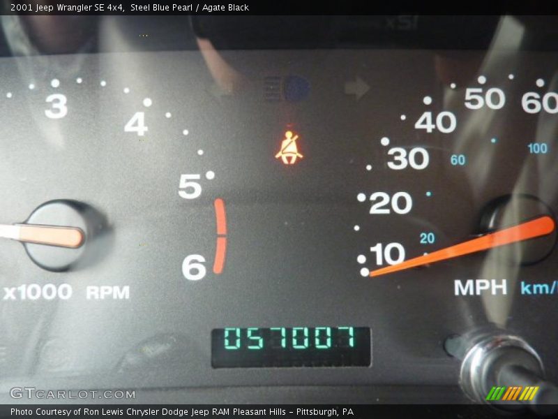 Steel Blue Pearl / Agate Black 2001 Jeep Wrangler SE 4x4