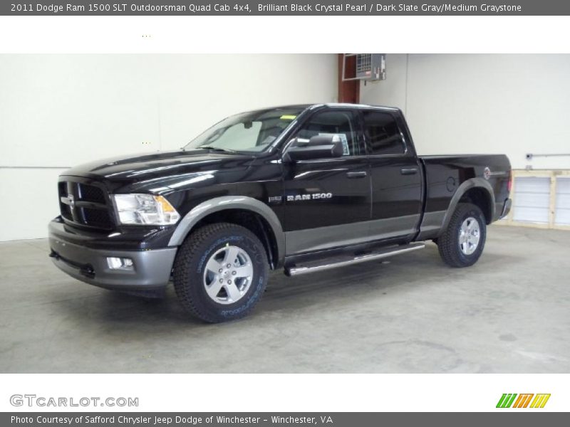 Brilliant Black Crystal Pearl / Dark Slate Gray/Medium Graystone 2011 Dodge Ram 1500 SLT Outdoorsman Quad Cab 4x4