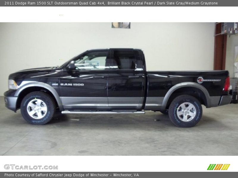 Brilliant Black Crystal Pearl / Dark Slate Gray/Medium Graystone 2011 Dodge Ram 1500 SLT Outdoorsman Quad Cab 4x4