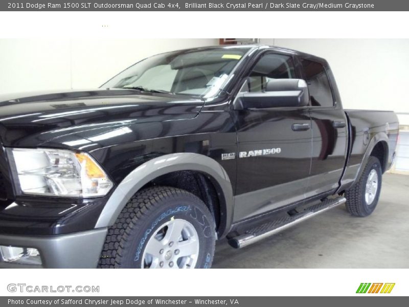 Brilliant Black Crystal Pearl / Dark Slate Gray/Medium Graystone 2011 Dodge Ram 1500 SLT Outdoorsman Quad Cab 4x4