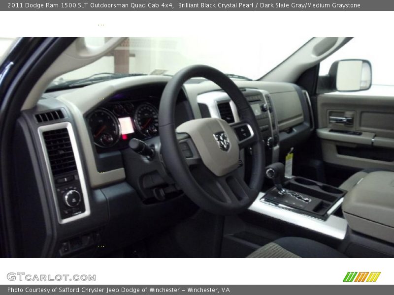Brilliant Black Crystal Pearl / Dark Slate Gray/Medium Graystone 2011 Dodge Ram 1500 SLT Outdoorsman Quad Cab 4x4