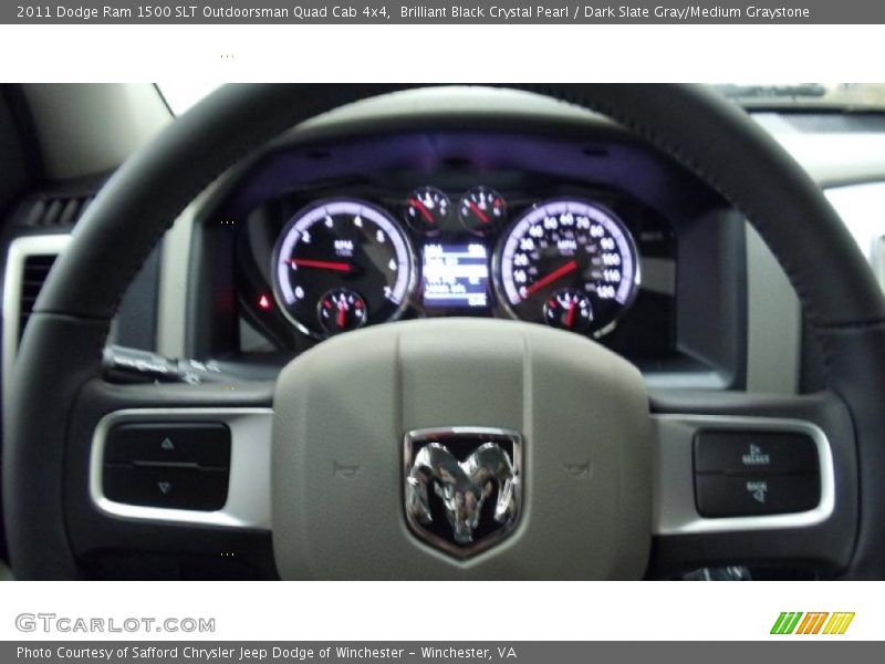 Brilliant Black Crystal Pearl / Dark Slate Gray/Medium Graystone 2011 Dodge Ram 1500 SLT Outdoorsman Quad Cab 4x4