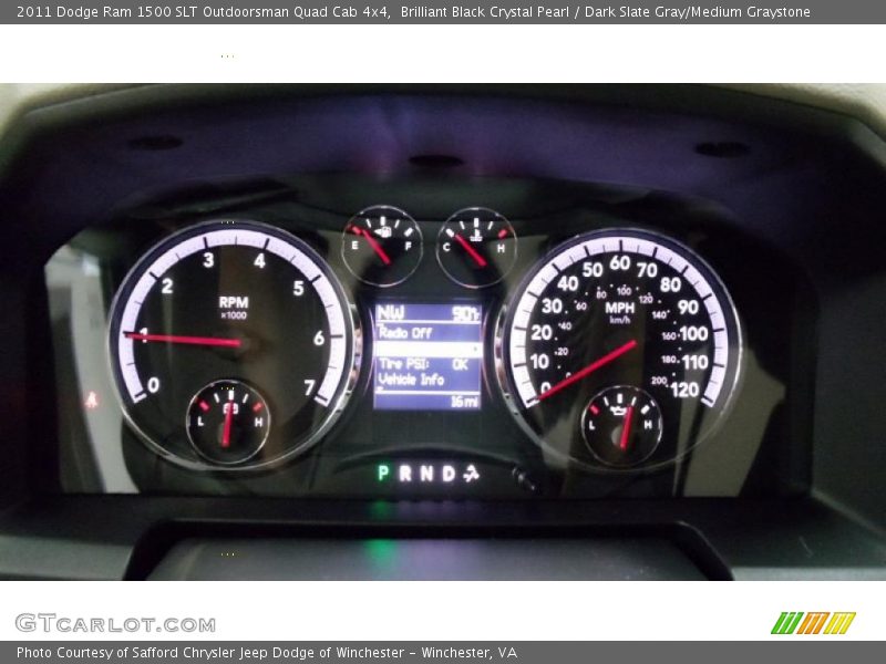 Brilliant Black Crystal Pearl / Dark Slate Gray/Medium Graystone 2011 Dodge Ram 1500 SLT Outdoorsman Quad Cab 4x4