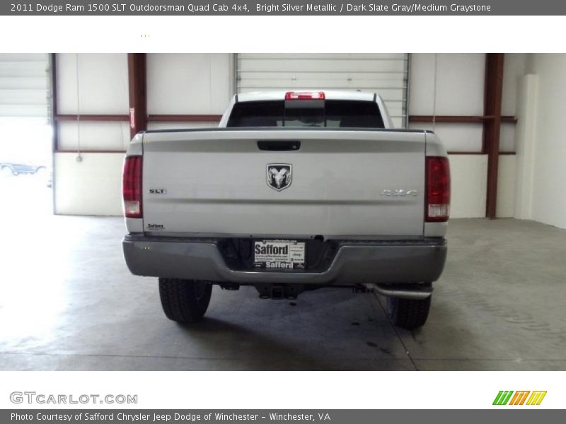 Bright Silver Metallic / Dark Slate Gray/Medium Graystone 2011 Dodge Ram 1500 SLT Outdoorsman Quad Cab 4x4