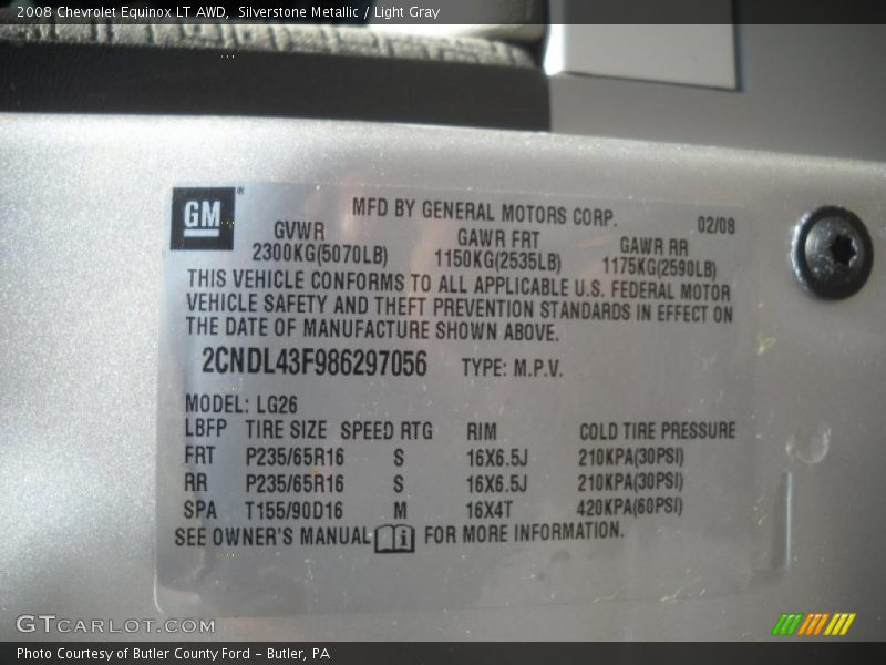 Silverstone Metallic / Light Gray 2008 Chevrolet Equinox LT AWD