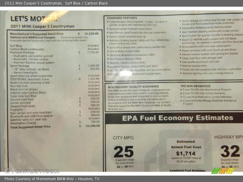 Surf Blue / Carbon Black 2011 Mini Cooper S Countryman