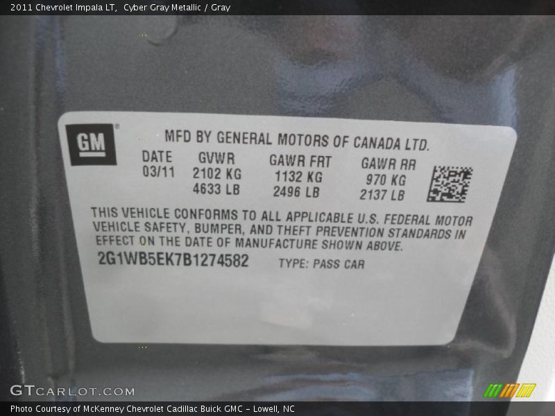 Cyber Gray Metallic / Gray 2011 Chevrolet Impala LT