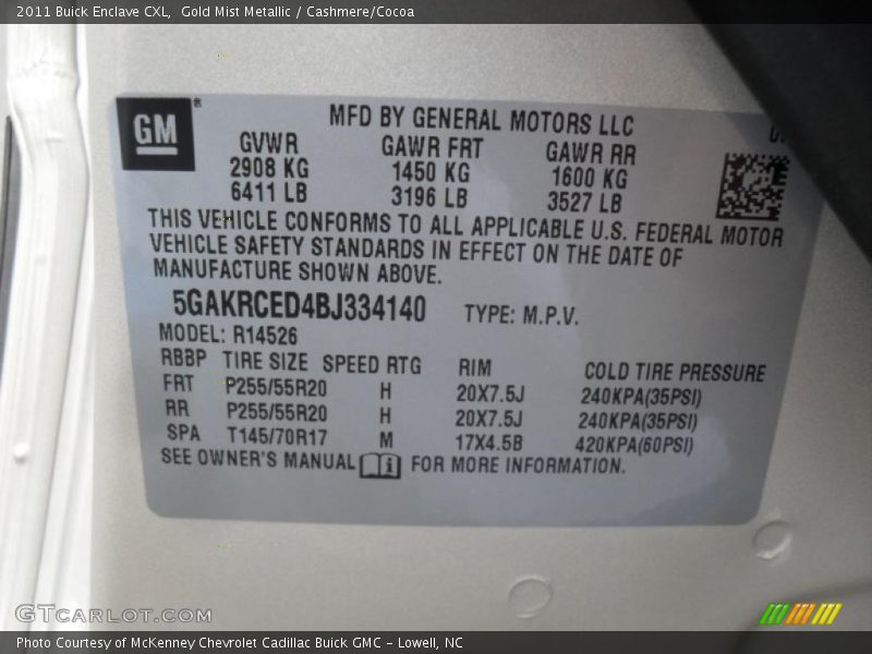 Gold Mist Metallic / Cashmere/Cocoa 2011 Buick Enclave CXL