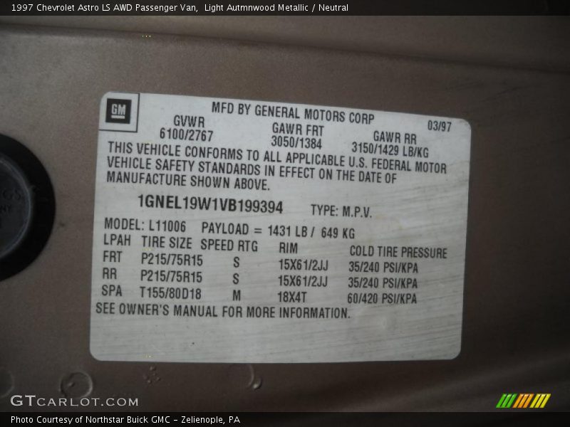 Light Autmnwood Metallic / Neutral 1997 Chevrolet Astro LS AWD Passenger Van