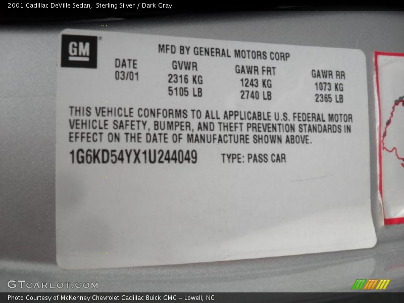 Sterling Silver / Dark Gray 2001 Cadillac DeVille Sedan