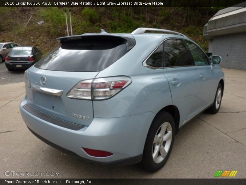 Cerulean Blue Metallic / Light Gray/Espresso Birds-Eye Maple 2010 Lexus RX 350 AWD