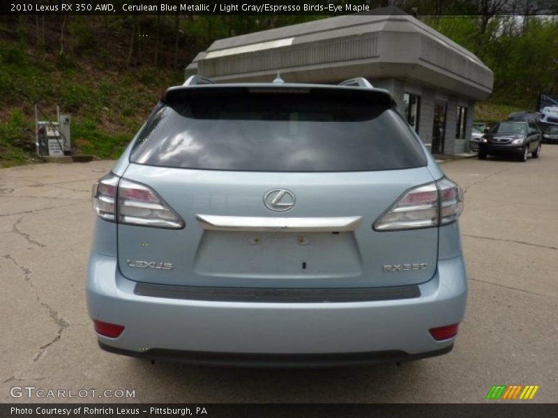 Cerulean Blue Metallic / Light Gray/Espresso Birds-Eye Maple 2010 Lexus RX 350 AWD