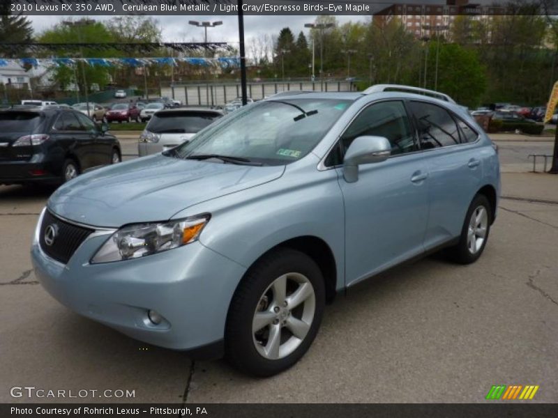 Cerulean Blue Metallic / Light Gray/Espresso Birds-Eye Maple 2010 Lexus RX 350 AWD