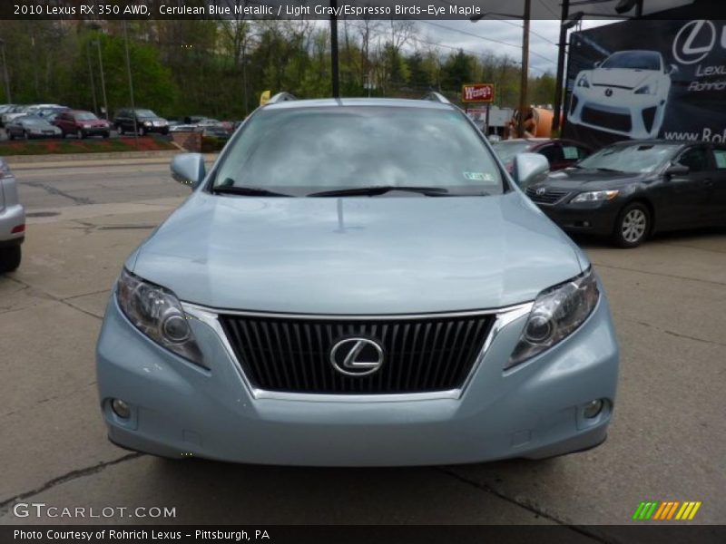 Cerulean Blue Metallic / Light Gray/Espresso Birds-Eye Maple 2010 Lexus RX 350 AWD