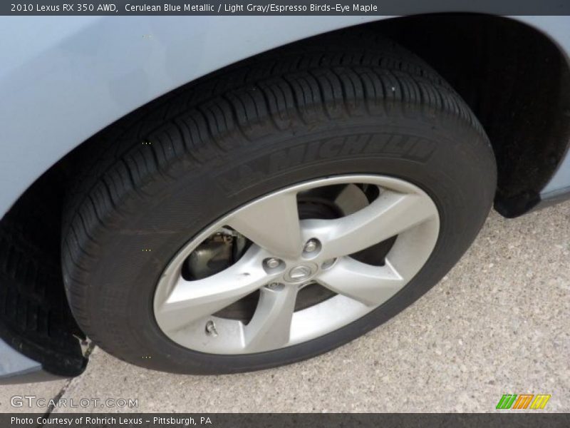 Cerulean Blue Metallic / Light Gray/Espresso Birds-Eye Maple 2010 Lexus RX 350 AWD