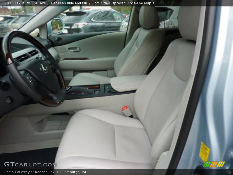 Cerulean Blue Metallic / Light Gray/Espresso Birds-Eye Maple 2010 Lexus RX 350 AWD