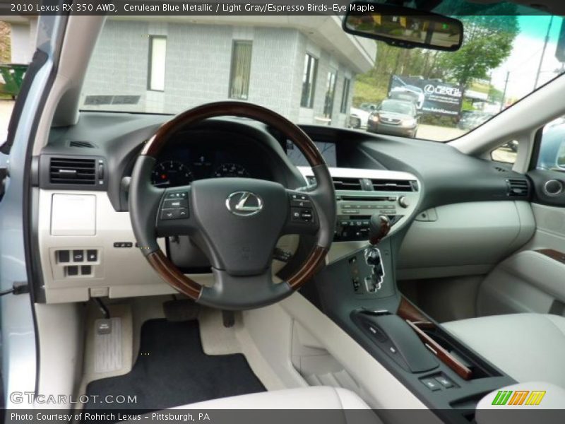 Cerulean Blue Metallic / Light Gray/Espresso Birds-Eye Maple 2010 Lexus RX 350 AWD