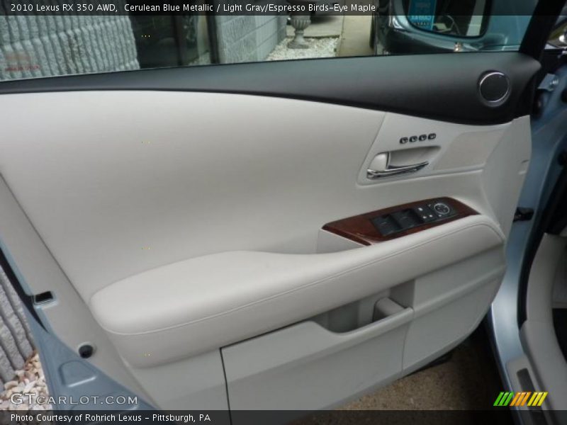 Cerulean Blue Metallic / Light Gray/Espresso Birds-Eye Maple 2010 Lexus RX 350 AWD