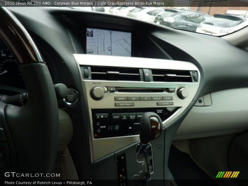 Cerulean Blue Metallic / Light Gray/Espresso Birds-Eye Maple 2010 Lexus RX 350 AWD
