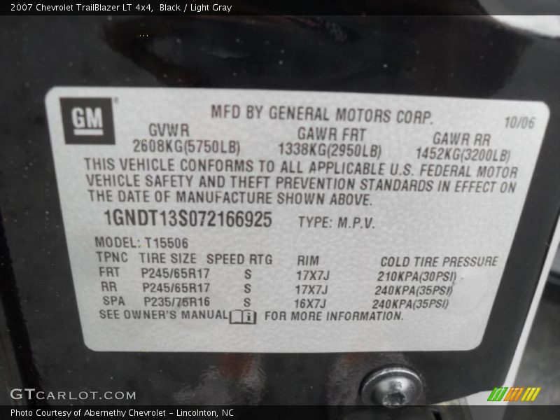 Black / Light Gray 2007 Chevrolet TrailBlazer LT 4x4