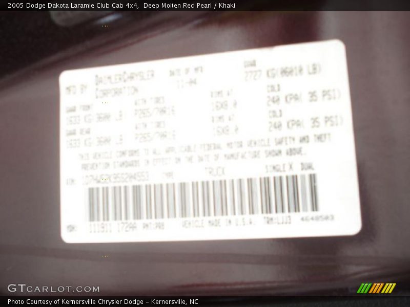 Deep Molten Red Pearl / Khaki 2005 Dodge Dakota Laramie Club Cab 4x4
