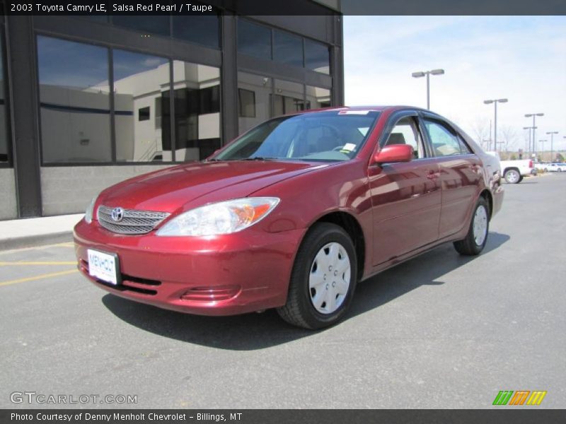 Salsa Red Pearl / Taupe 2003 Toyota Camry LE