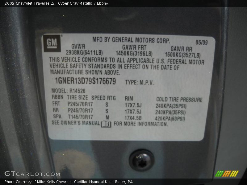 Cyber Gray Metallic / Ebony 2009 Chevrolet Traverse LS