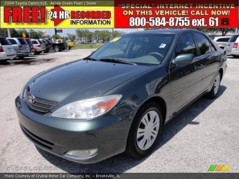 Aspen Green Pearl / Stone 2004 Toyota Camry XLE