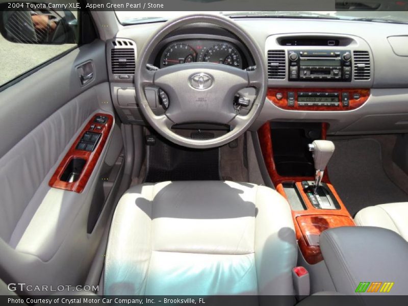 Aspen Green Pearl / Stone 2004 Toyota Camry XLE
