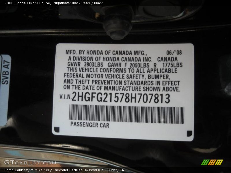 Nighthawk Black Pearl / Black 2008 Honda Civic Si Coupe