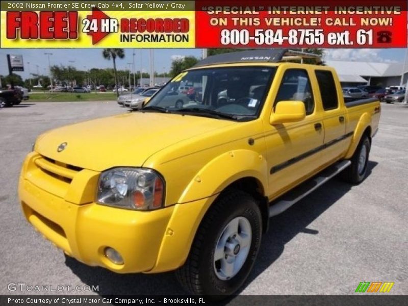 Solar Yellow / Gray 2002 Nissan Frontier SE Crew Cab 4x4