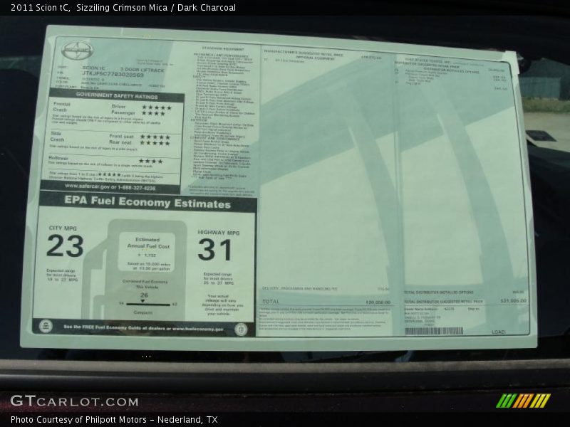  2011 tC  Window Sticker