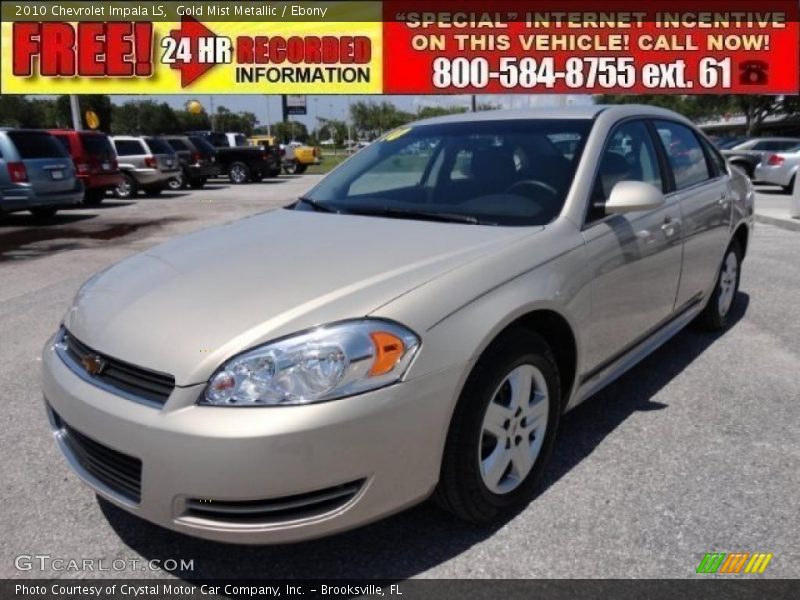 Gold Mist Metallic / Ebony 2010 Chevrolet Impala LS