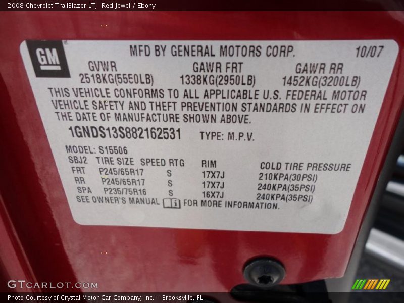 Red Jewel / Ebony 2008 Chevrolet TrailBlazer LT
