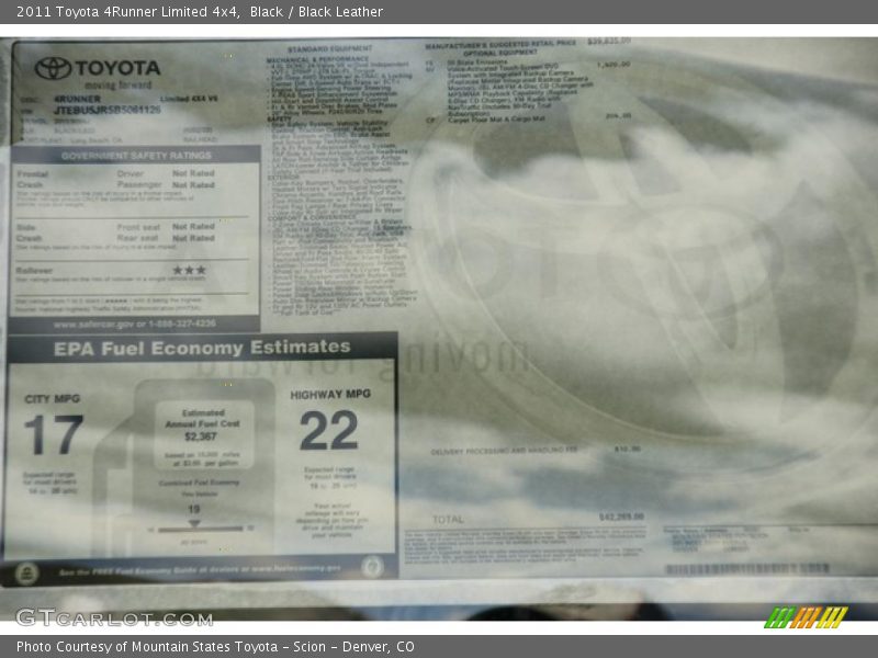 Black / Black Leather 2011 Toyota 4Runner Limited 4x4