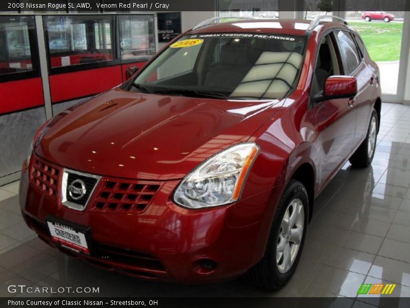 Venom Red Pearl / Gray 2008 Nissan Rogue SL AWD