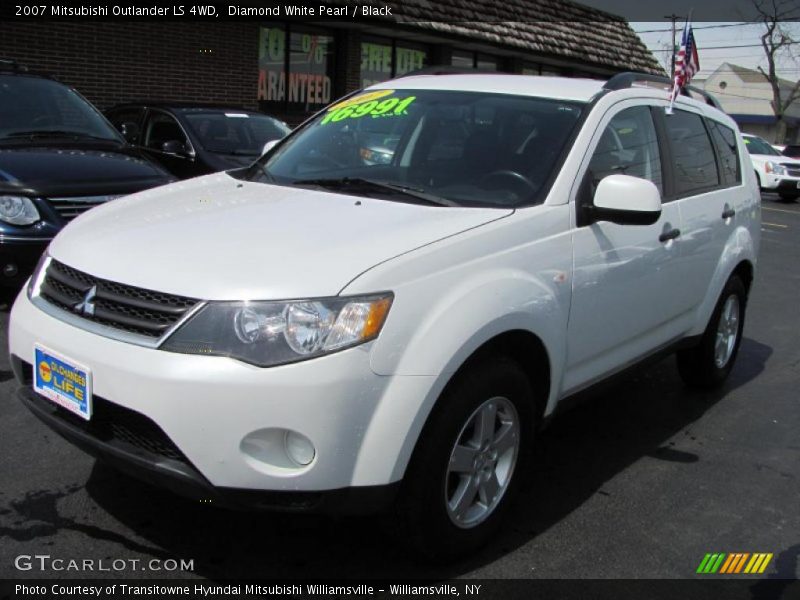 Diamond White Pearl / Black 2007 Mitsubishi Outlander LS 4WD