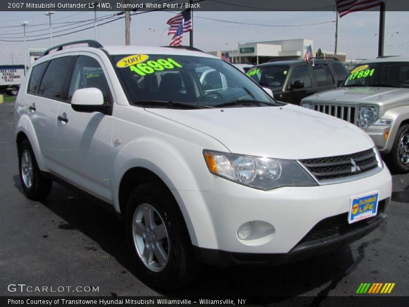 Diamond White Pearl / Black 2007 Mitsubishi Outlander LS 4WD
