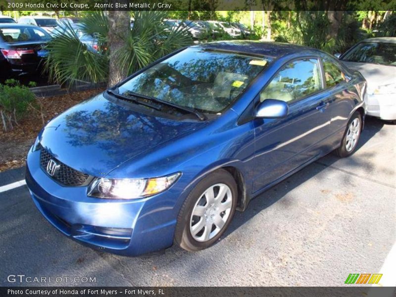 Atomic Blue Metallic / Gray 2009 Honda Civic LX Coupe