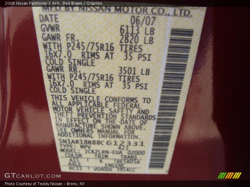 Red Brawn / Graphite 2008 Nissan Pathfinder S 4x4