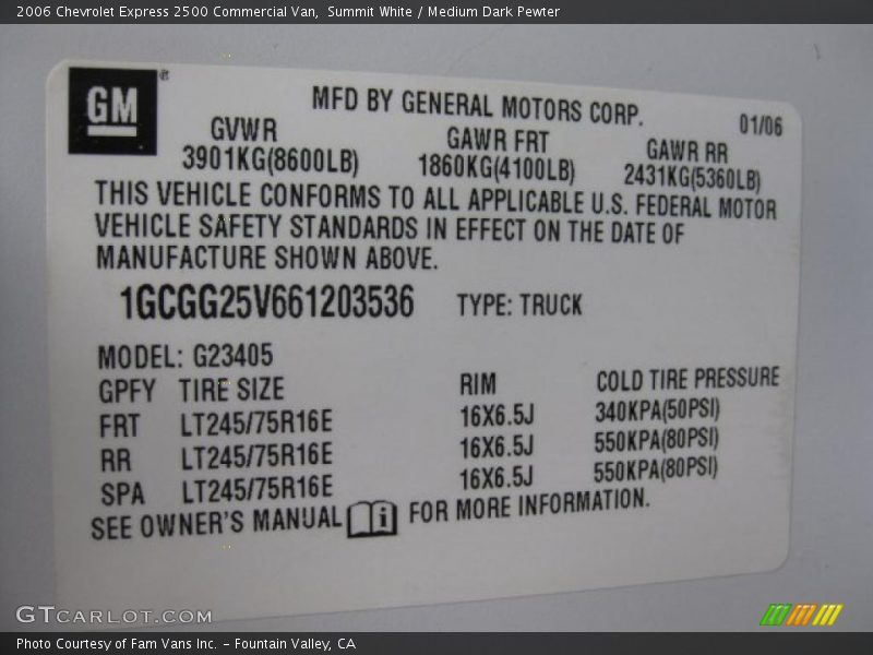 Summit White / Medium Dark Pewter 2006 Chevrolet Express 2500 Commercial Van