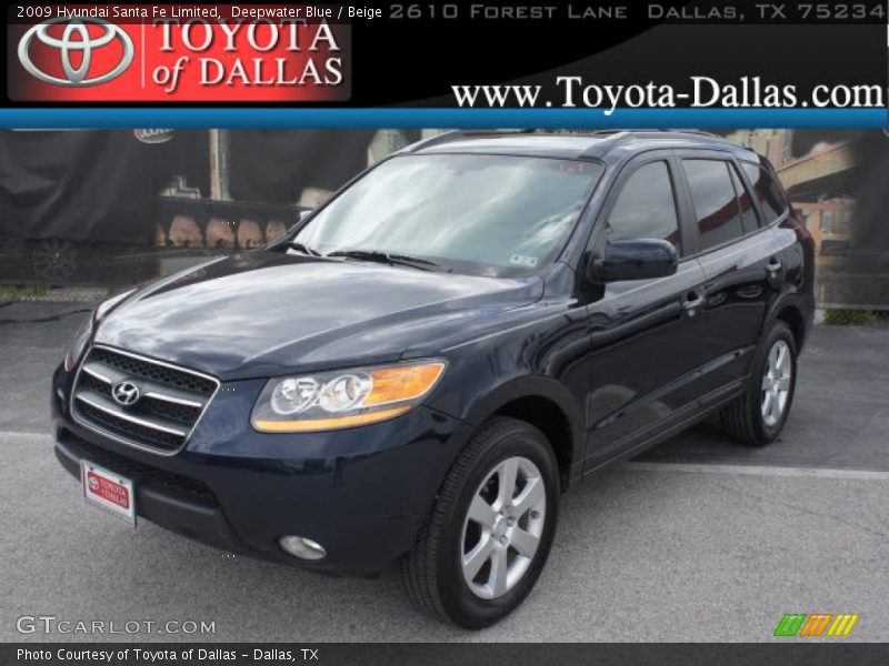 Deepwater Blue / Beige 2009 Hyundai Santa Fe Limited