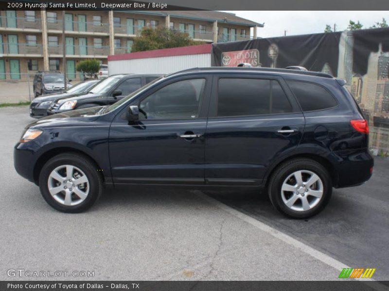 Deepwater Blue / Beige 2009 Hyundai Santa Fe Limited