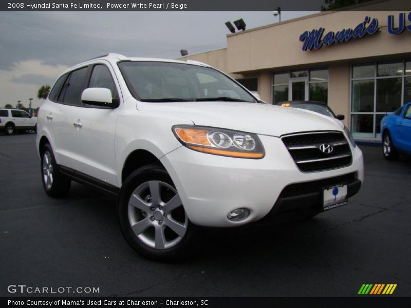 Powder White Pearl / Beige 2008 Hyundai Santa Fe Limited