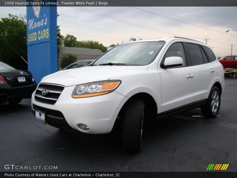 Powder White Pearl / Beige 2008 Hyundai Santa Fe Limited
