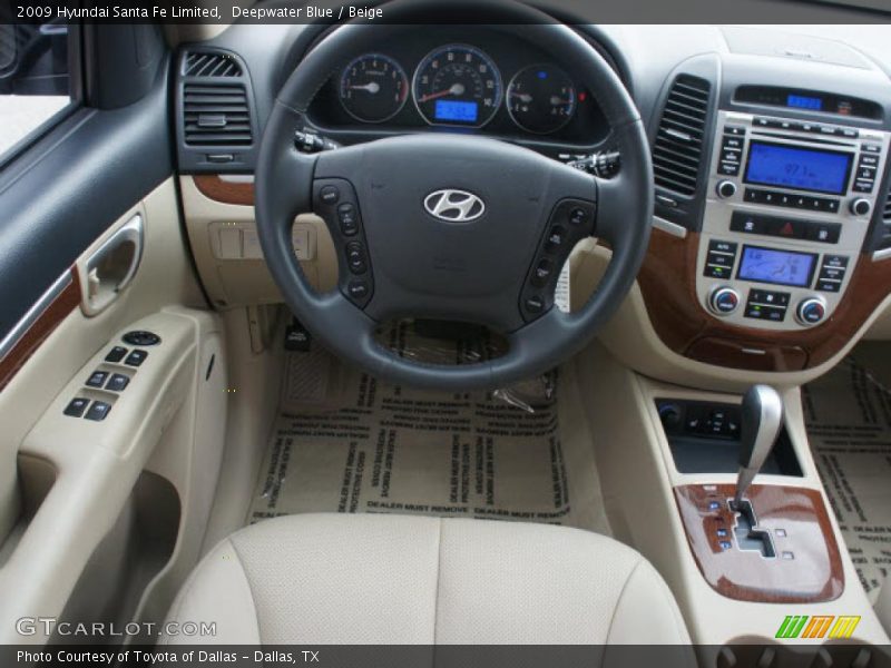 Deepwater Blue / Beige 2009 Hyundai Santa Fe Limited
