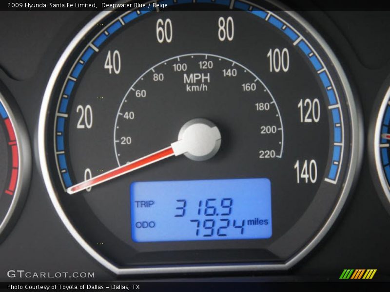 Deepwater Blue / Beige 2009 Hyundai Santa Fe Limited