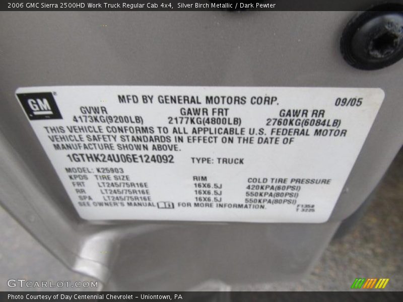 Silver Birch Metallic / Dark Pewter 2006 GMC Sierra 2500HD Work Truck Regular Cab 4x4