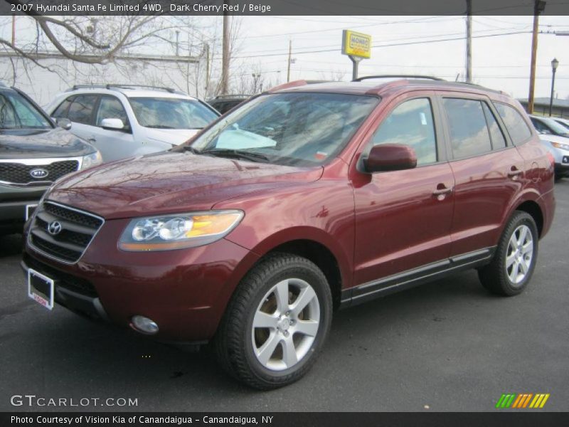 Dark Cherry Red / Beige 2007 Hyundai Santa Fe Limited 4WD